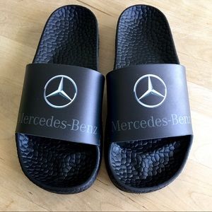 Mercedes Benz Logo Black Slip On Sandals